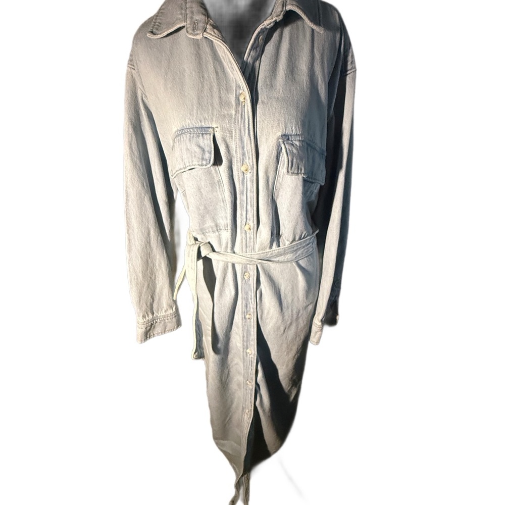H&M Light Wash Denim Trench Coat/ Dress